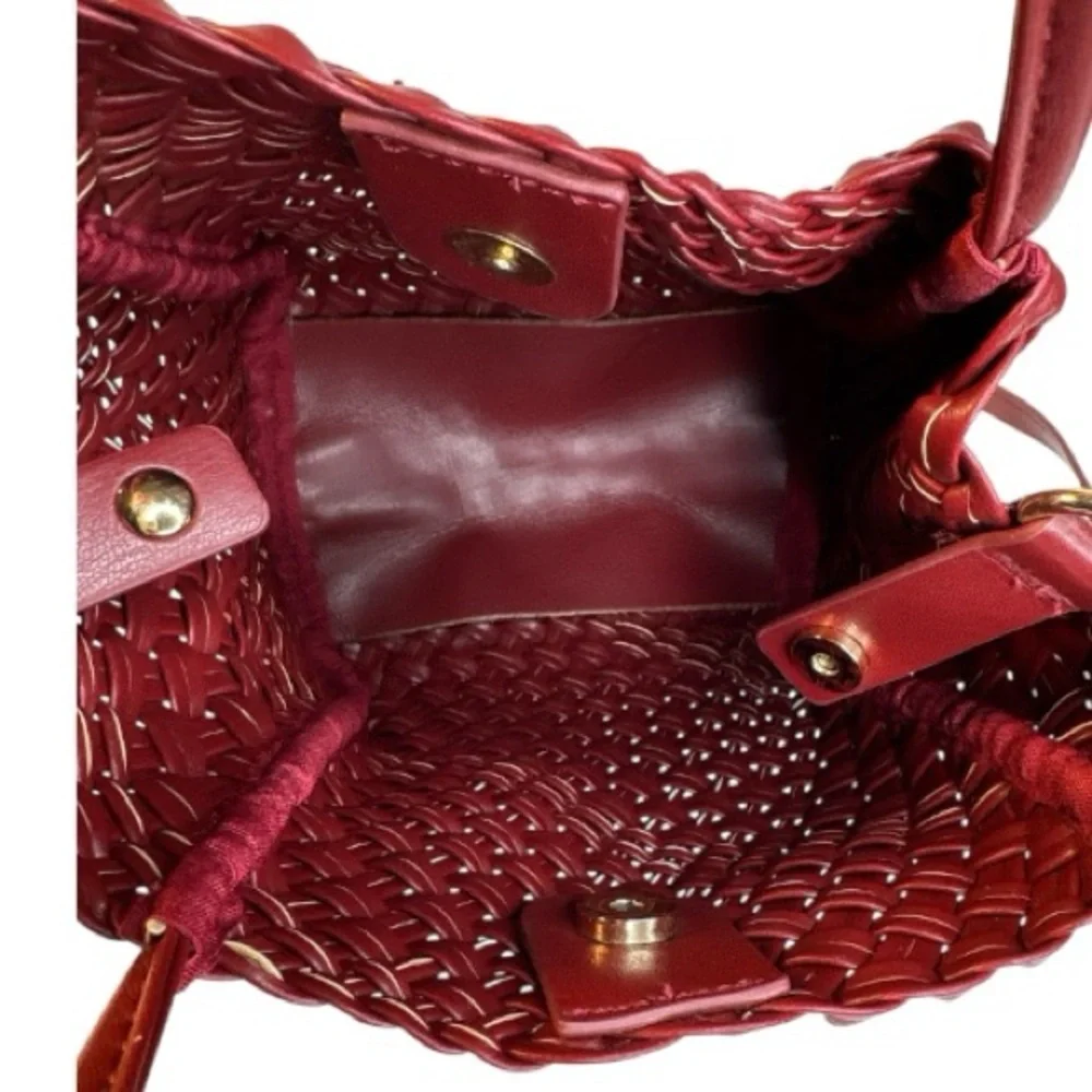 Anthropologie Hollace Woven Mini Tote Mauve Red NWOT - Picture 9 of 16